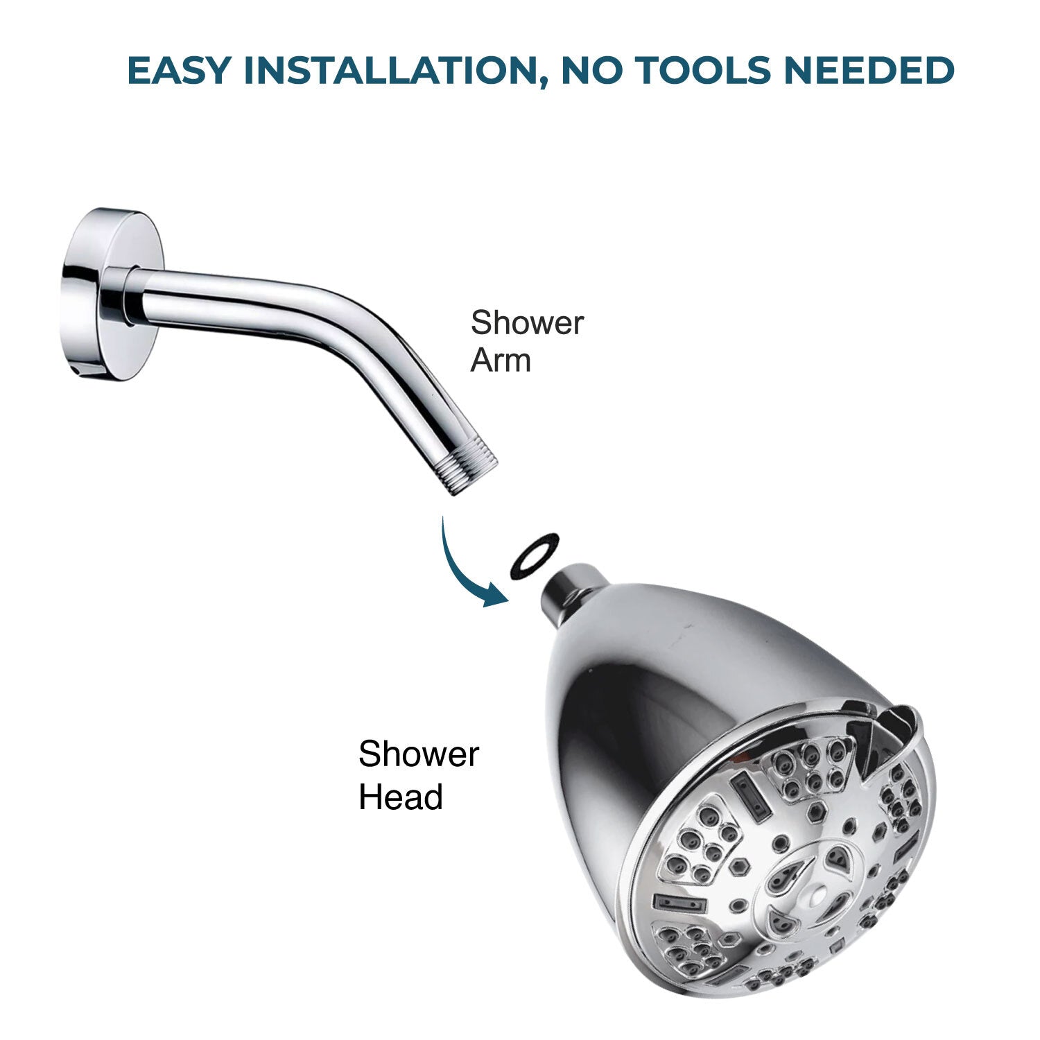 20 Stage Filtration Fixed Wall Shower Head  with 9 Spray Modes- Bell Shaped