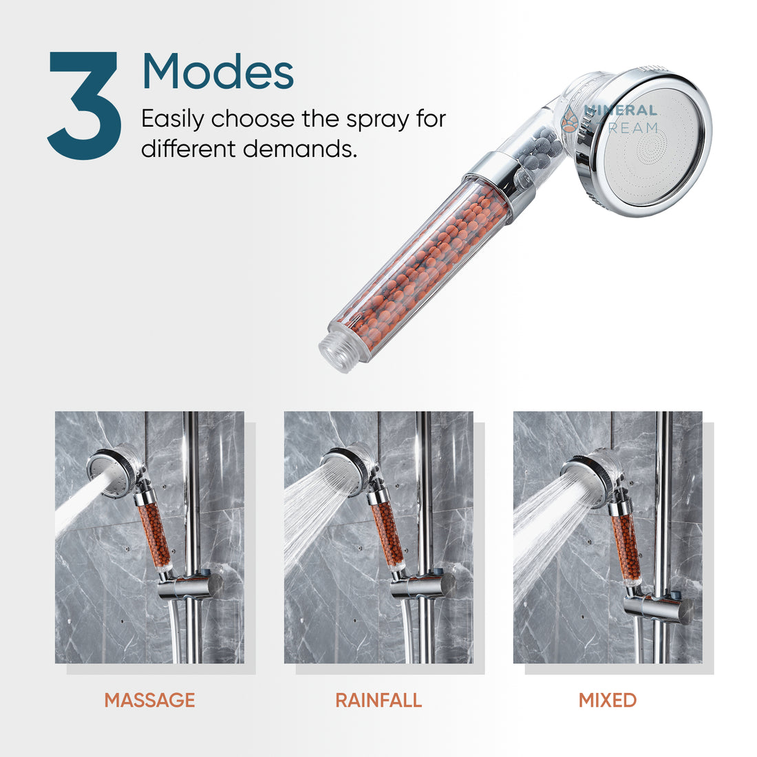 Duurzame douchekop met hoge druk