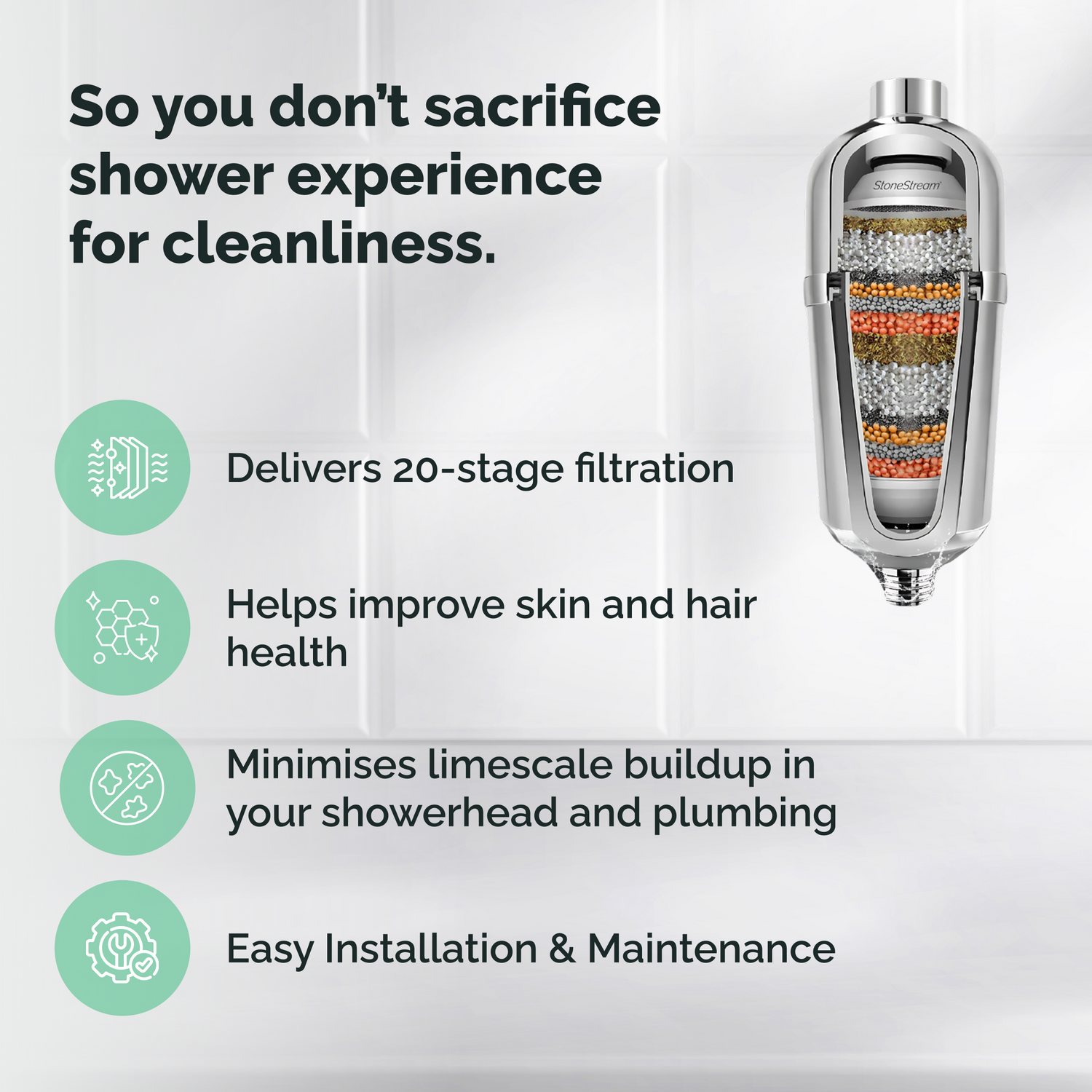 Geavanceerde douchefilter voor hard water