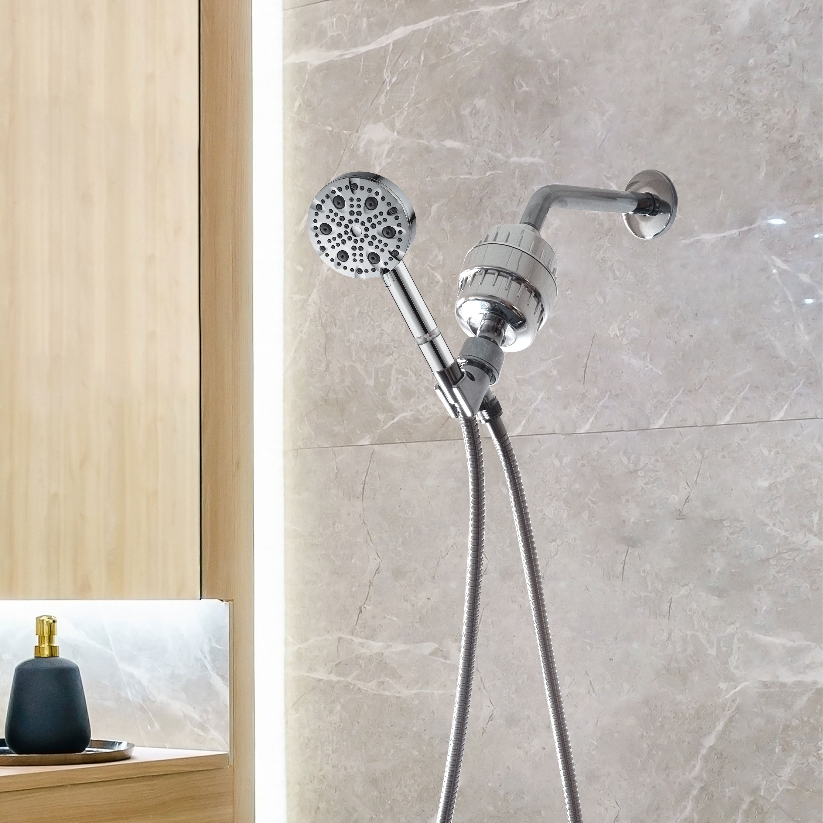 Luxe 9 Mode Showerhead Complete Shower Kit